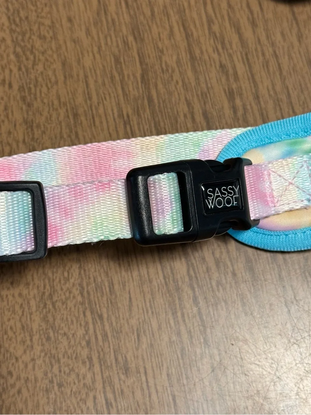 Sassy Woof Pastel Tie-Dye Dog Harness with Blue Trim S